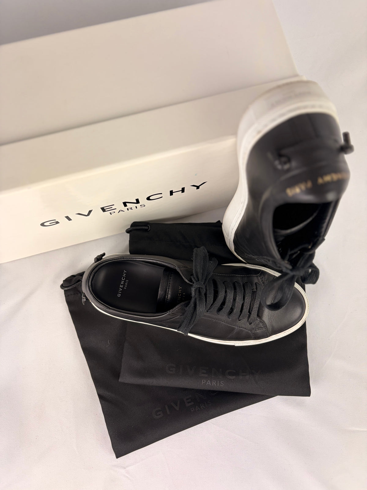 Givenchy Urban Street Leather Sneakers Black White - 4 UK