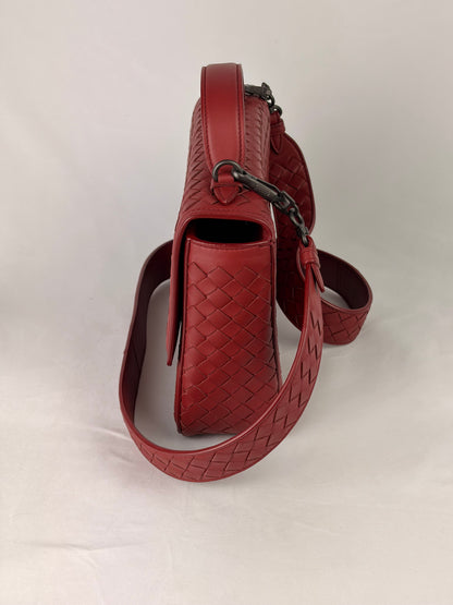 Bottega Veneta Intrecciato Crossbody Bag Burgundy Leather