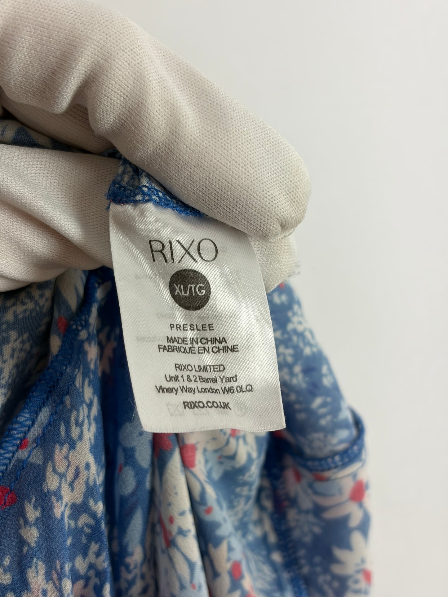 RIXO Floral Ruffle Tiered Skirt, Blue/White/Red - 16 UK