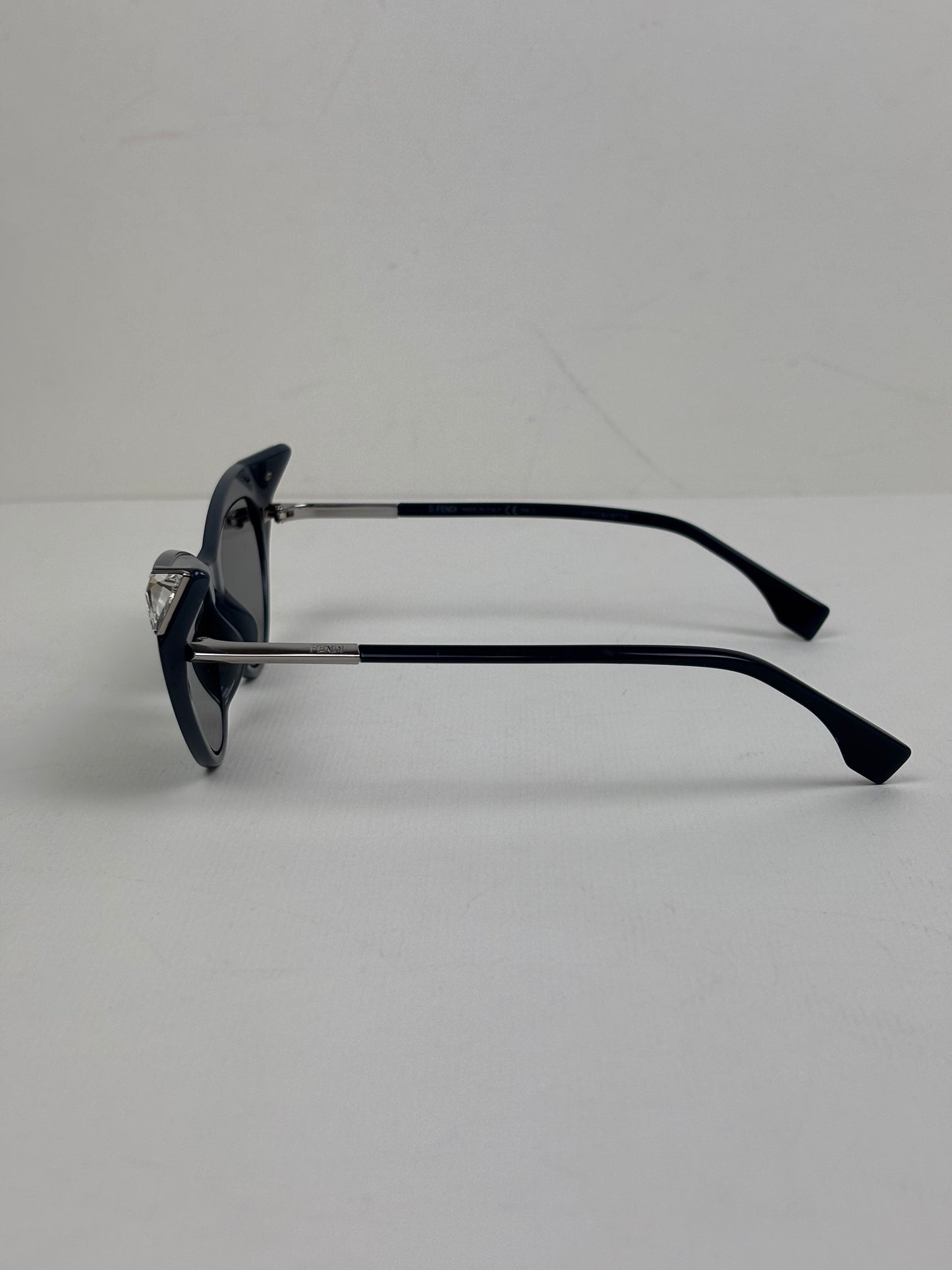 Fendi Iridia Crystal-Embellished Cat-Eye Acetate Sunglasses in Navy Blue