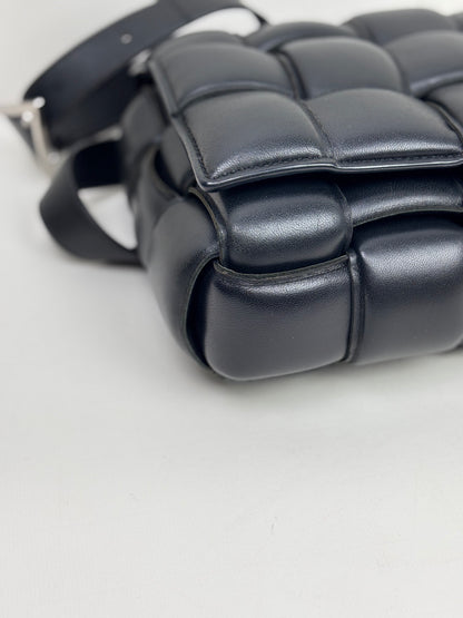 Bottega Veneta Padded Cassette Bag Intrecciato Lambskin Leather Black