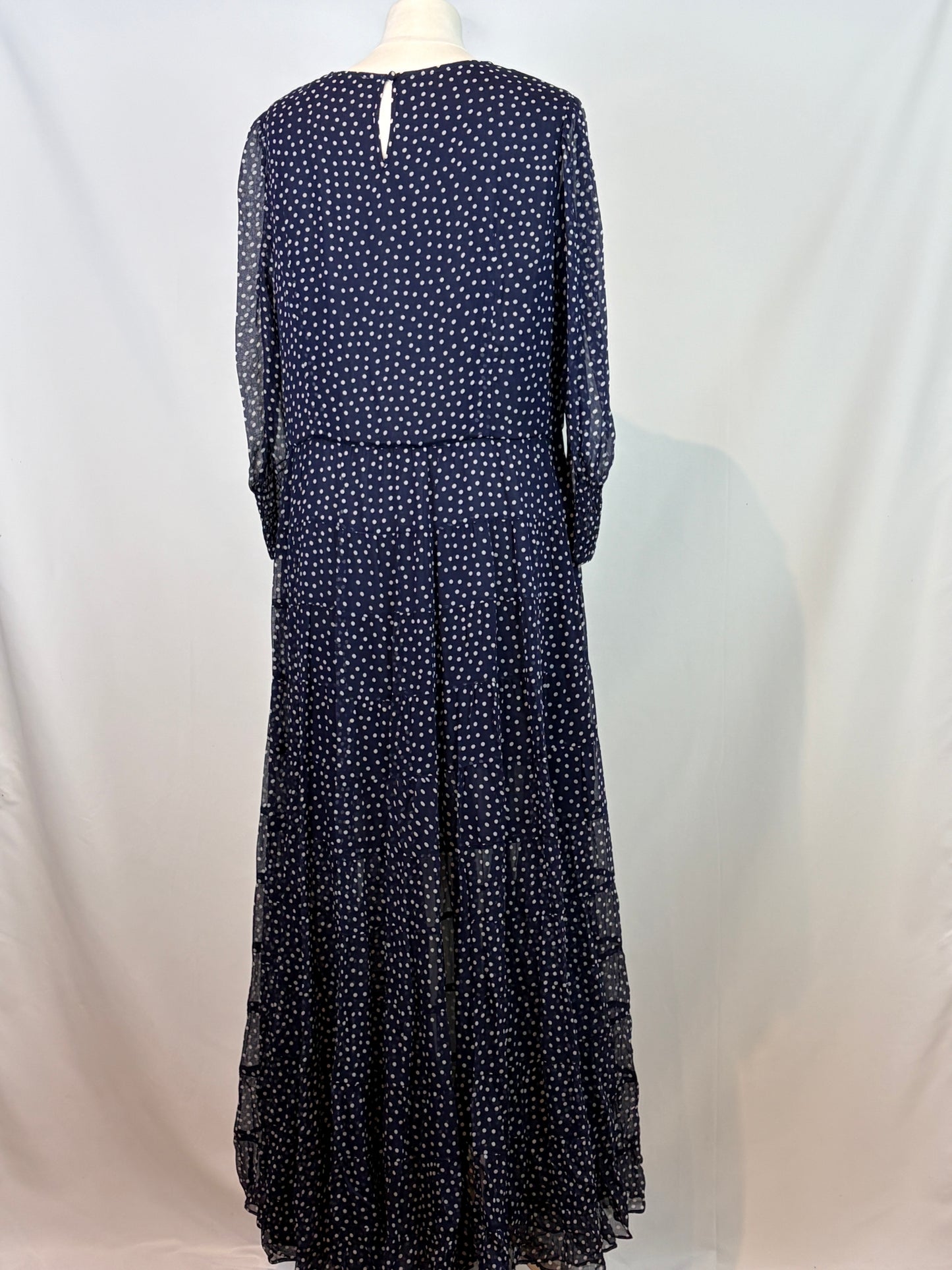 RIXO Navy Polka Dot Midi Dress - XL