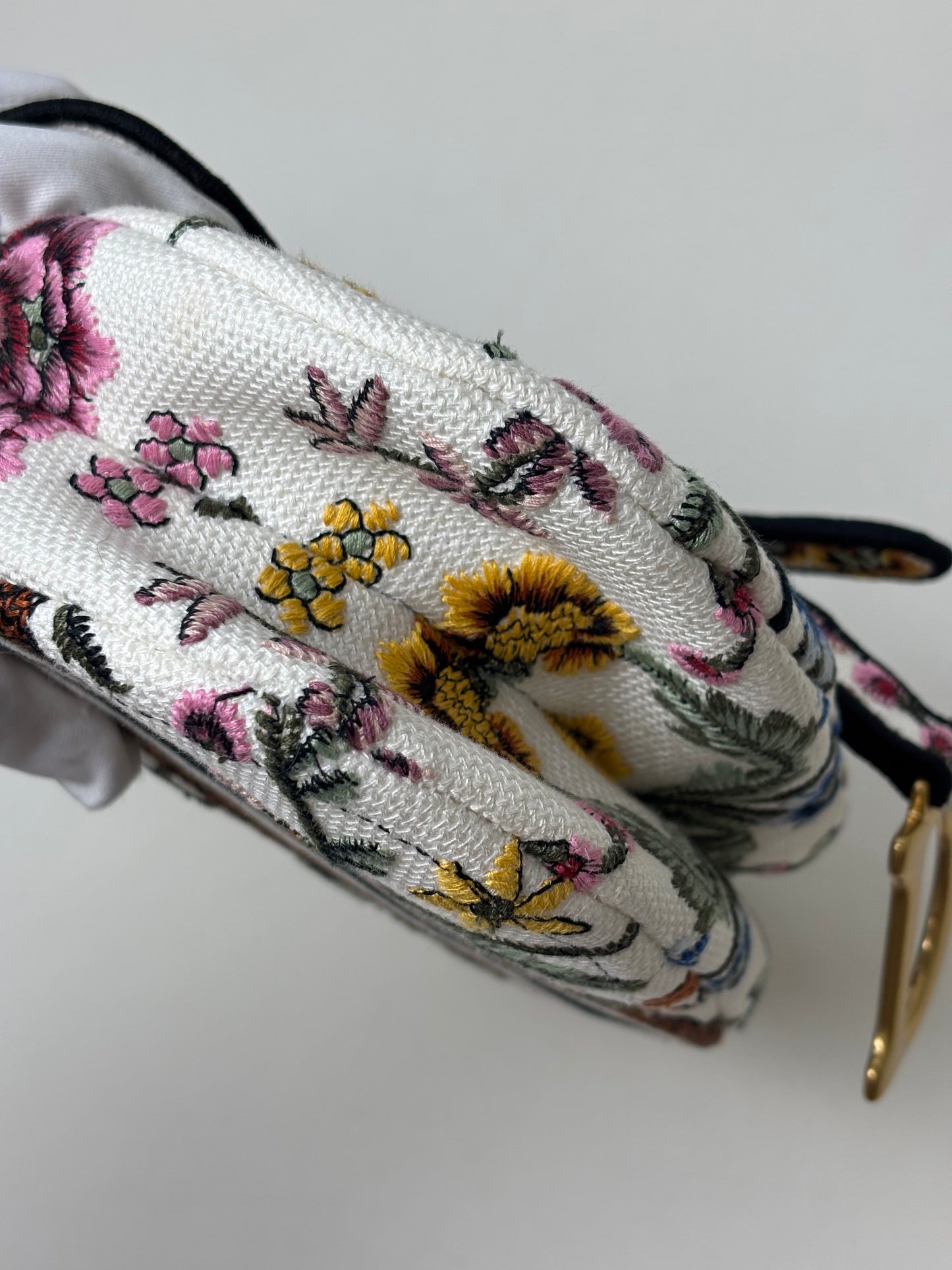Dior Saddle Bag Multicolor Millefiori Embroidery Canvas Antique Gold Hardware