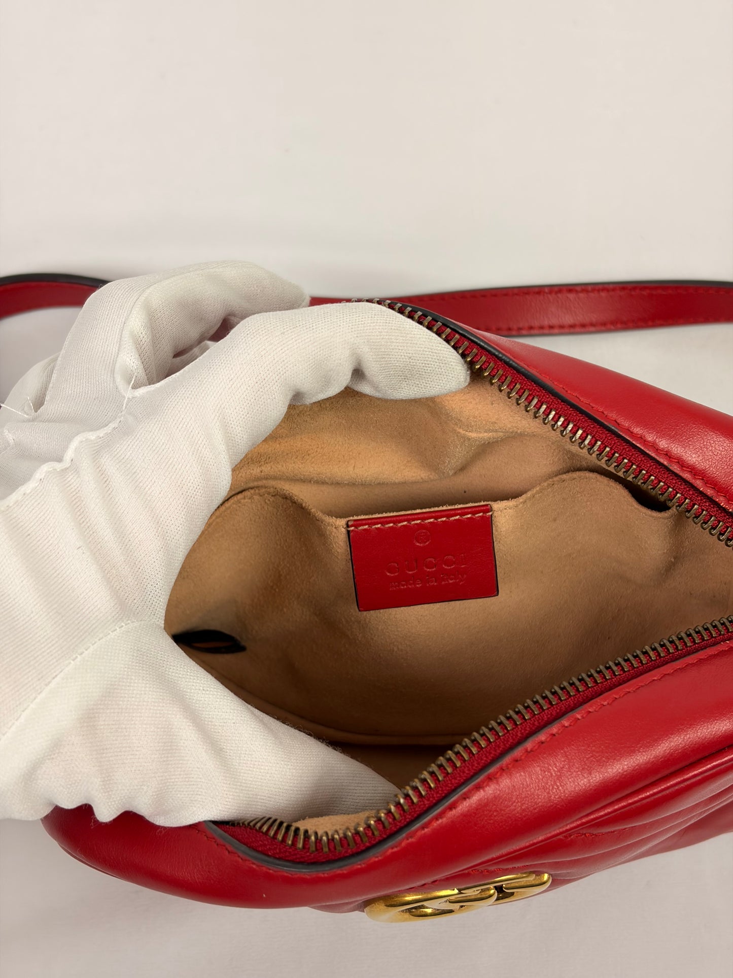 Gucci GG Marmont Small Matelassé Leather Camera Bag - Red
