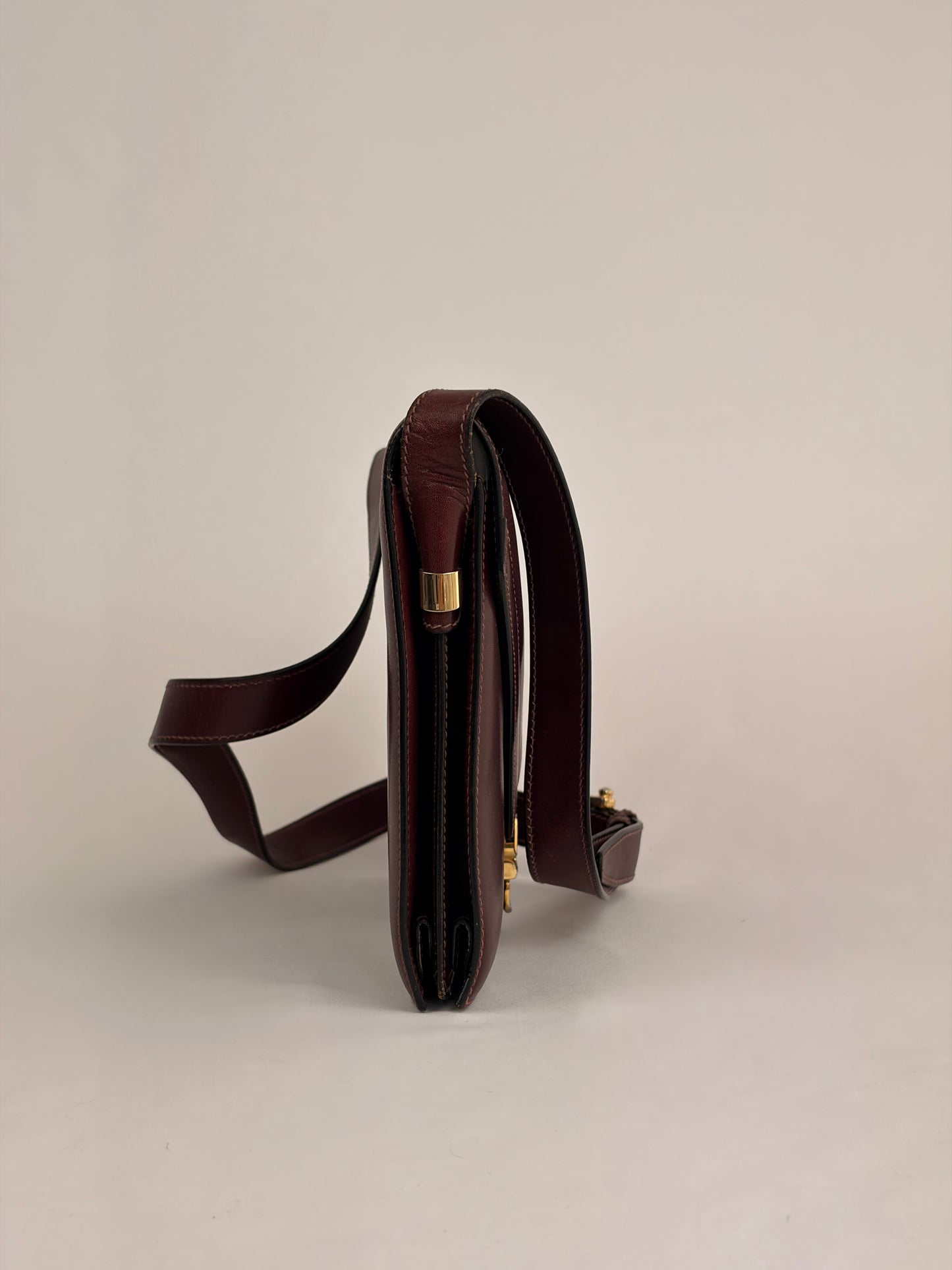 Celine Vintage Burgundy Leather Envelope Shoulder Bag