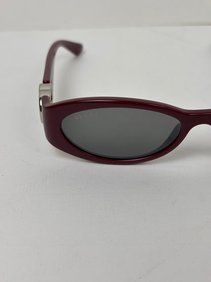 Gucci Oval Interlocking G Sunglasses Burgundy Acetate