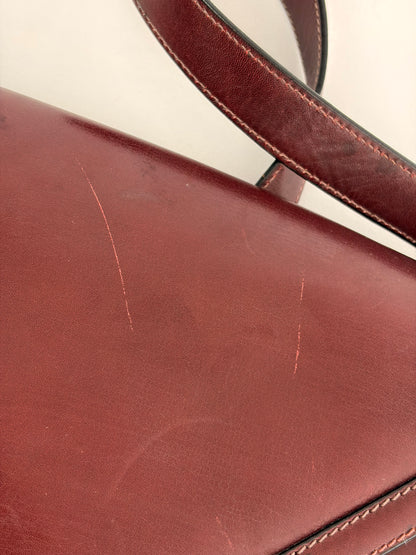 Celine Vintage Burgundy Leather Envelope Shoulder Bag