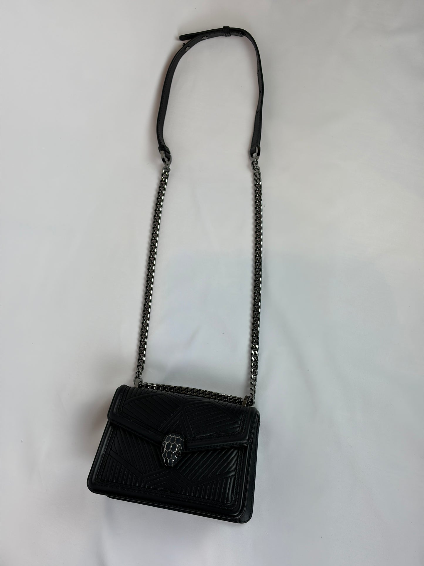 Bvlgari Serpenti Forever Diamond Blast Quilted Leather Shoulder Bag - black