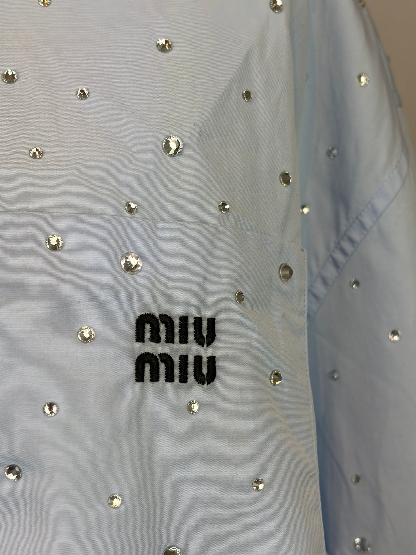 Miu Miu Light Blue Crystal Embellished Shirt - M