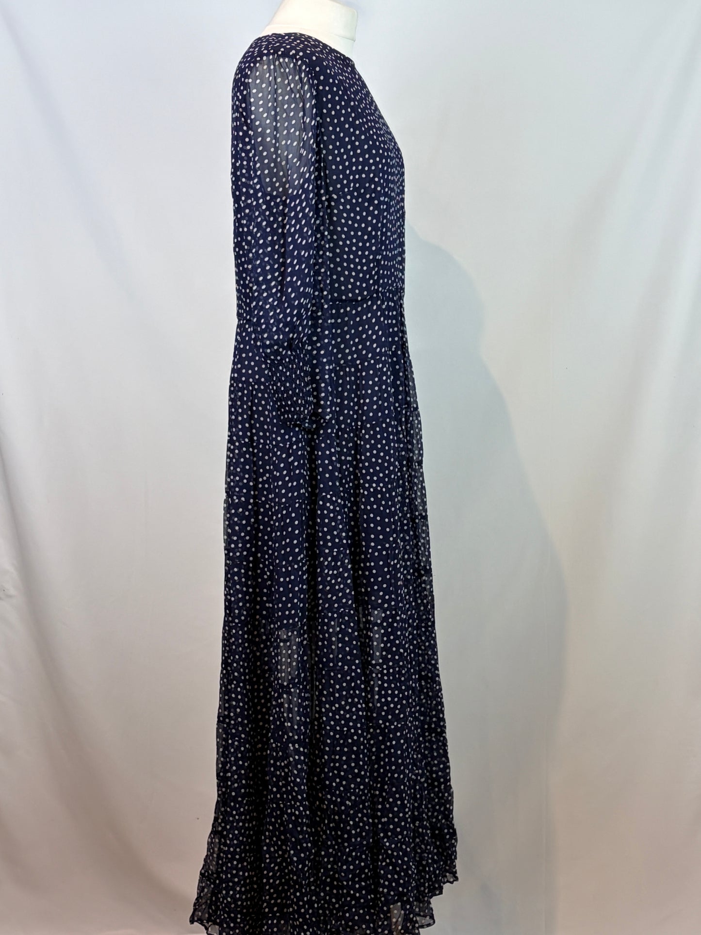 RIXO Navy Polka Dot Midi Dress - XL