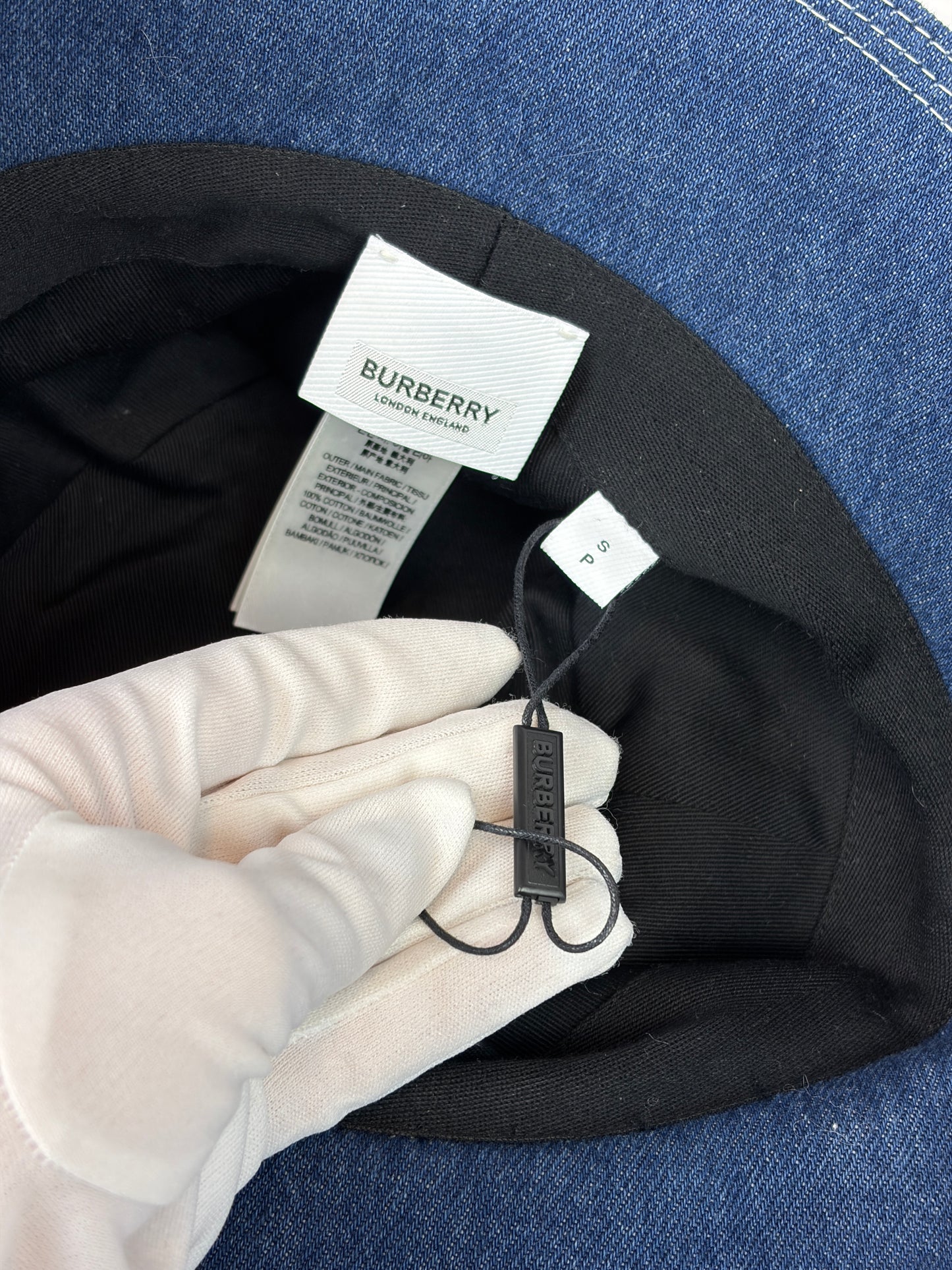 Burberry Indigo Denim Circle Logo Appliqué Bucket Hat - Size S