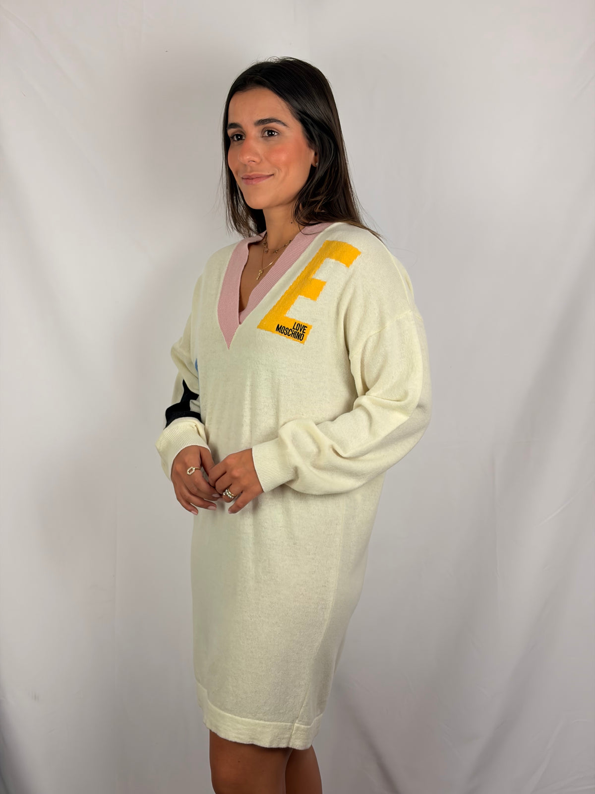 Love Moschino Cream Wool Jumper Dress - 14 UK