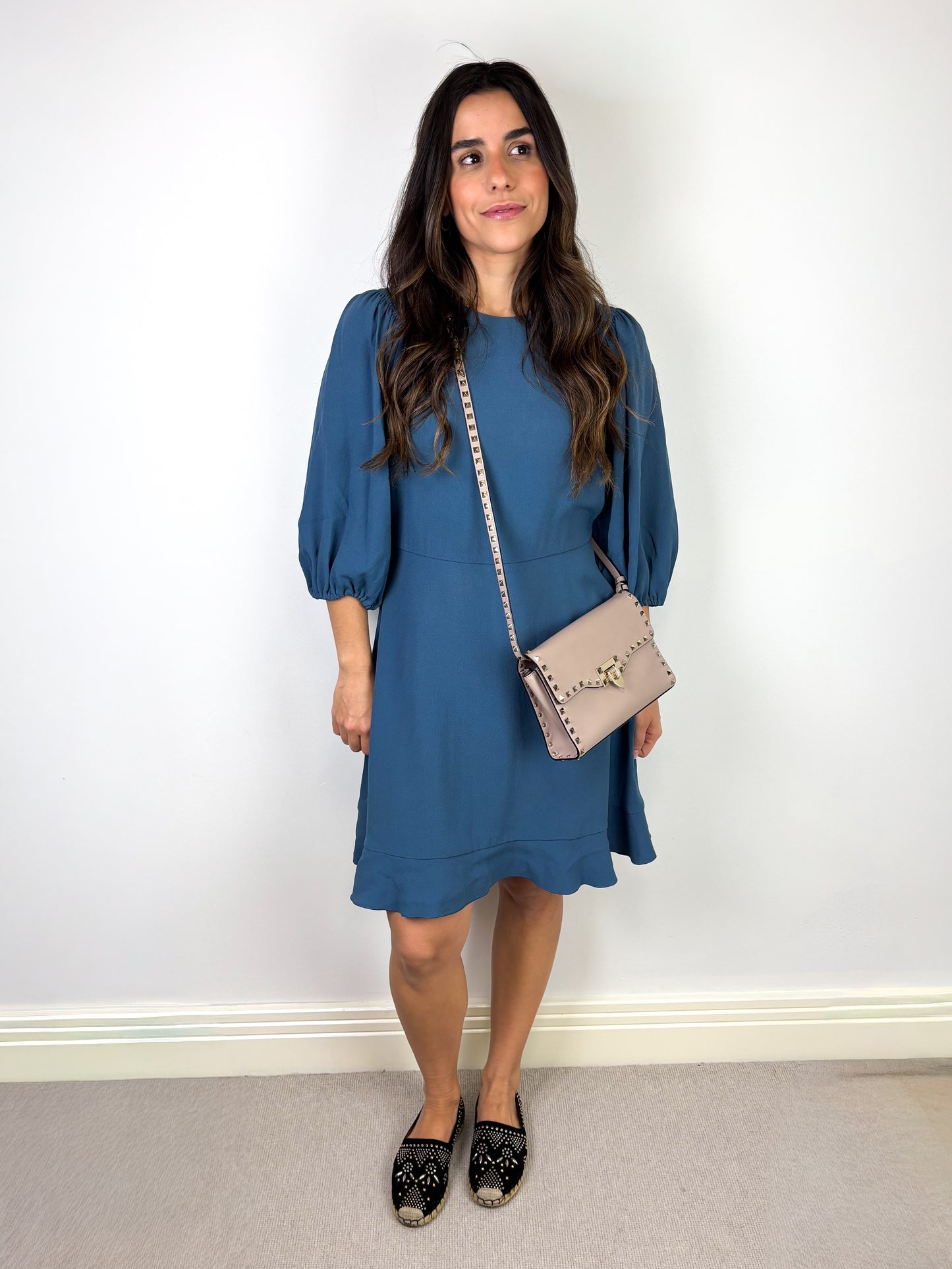 Valentino Garavani Rockstud Medium Crossbody Bag in Poudre Leather
