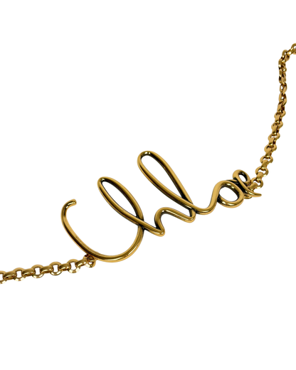 Chloé Gold-Tone Script Logo Chain Belt