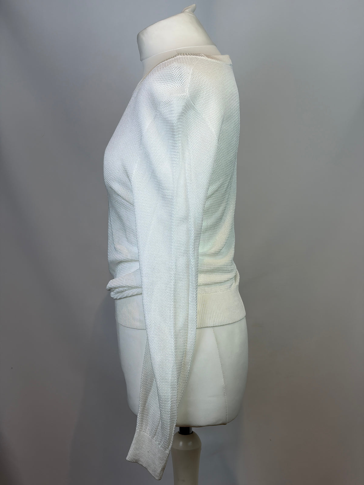 Chanel 19P White Viscose Mesh Sequin CC Jumper - 12 UK