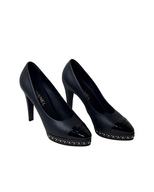 Chanel Chain-Trim Platform Pumps - 5.5 UK