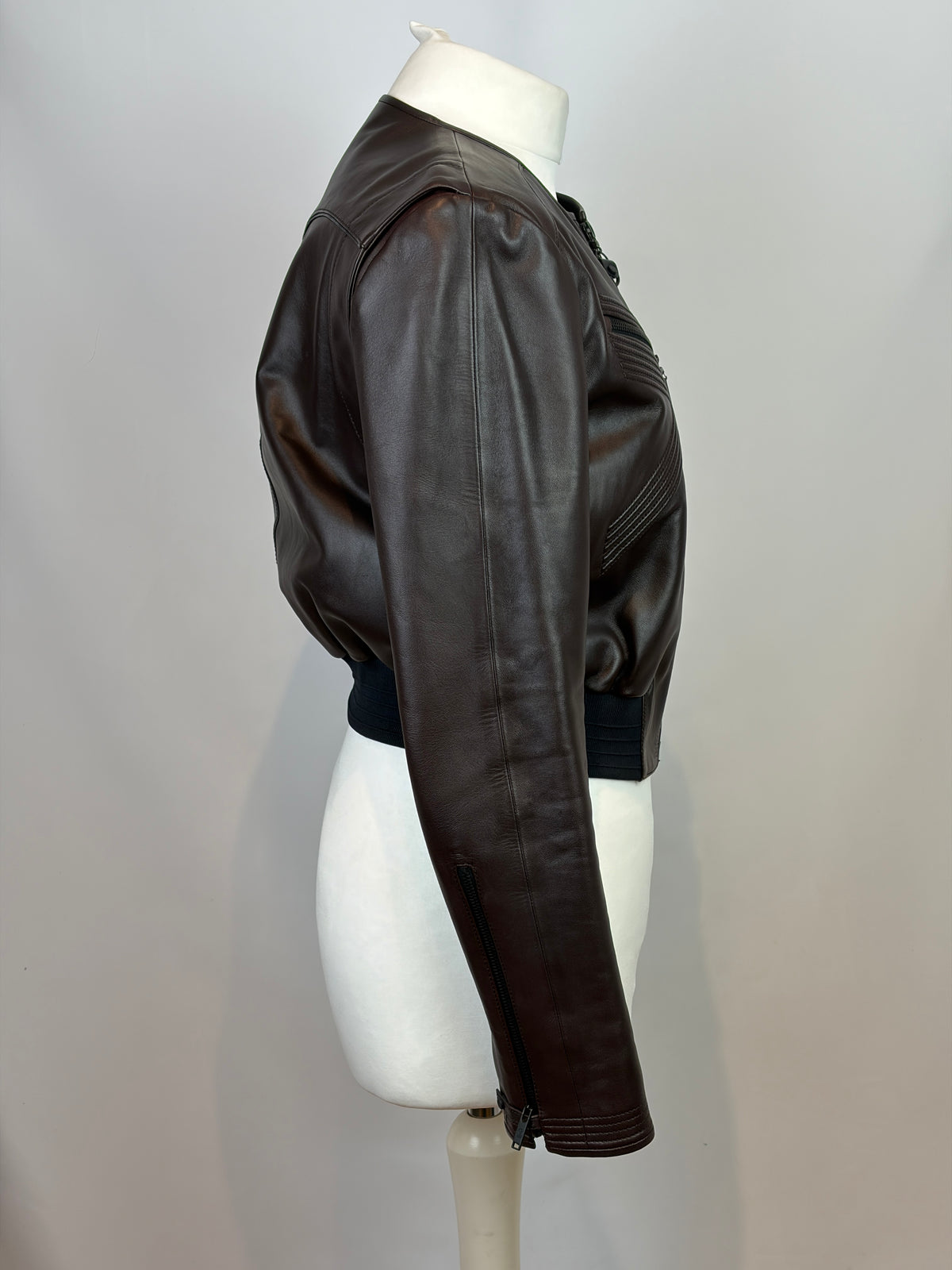 Louis Vuitton Brown Lambskin Leather Bomber Jacket - 40 IT