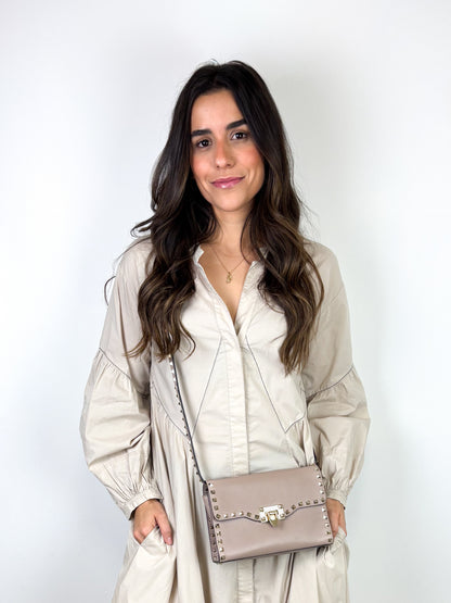 Valentino Garavani Rockstud Medium Crossbody Bag in Poudre Leather