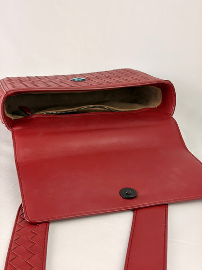 Bottega Veneta Intrecciato Crossbody Bag Burgundy Leather