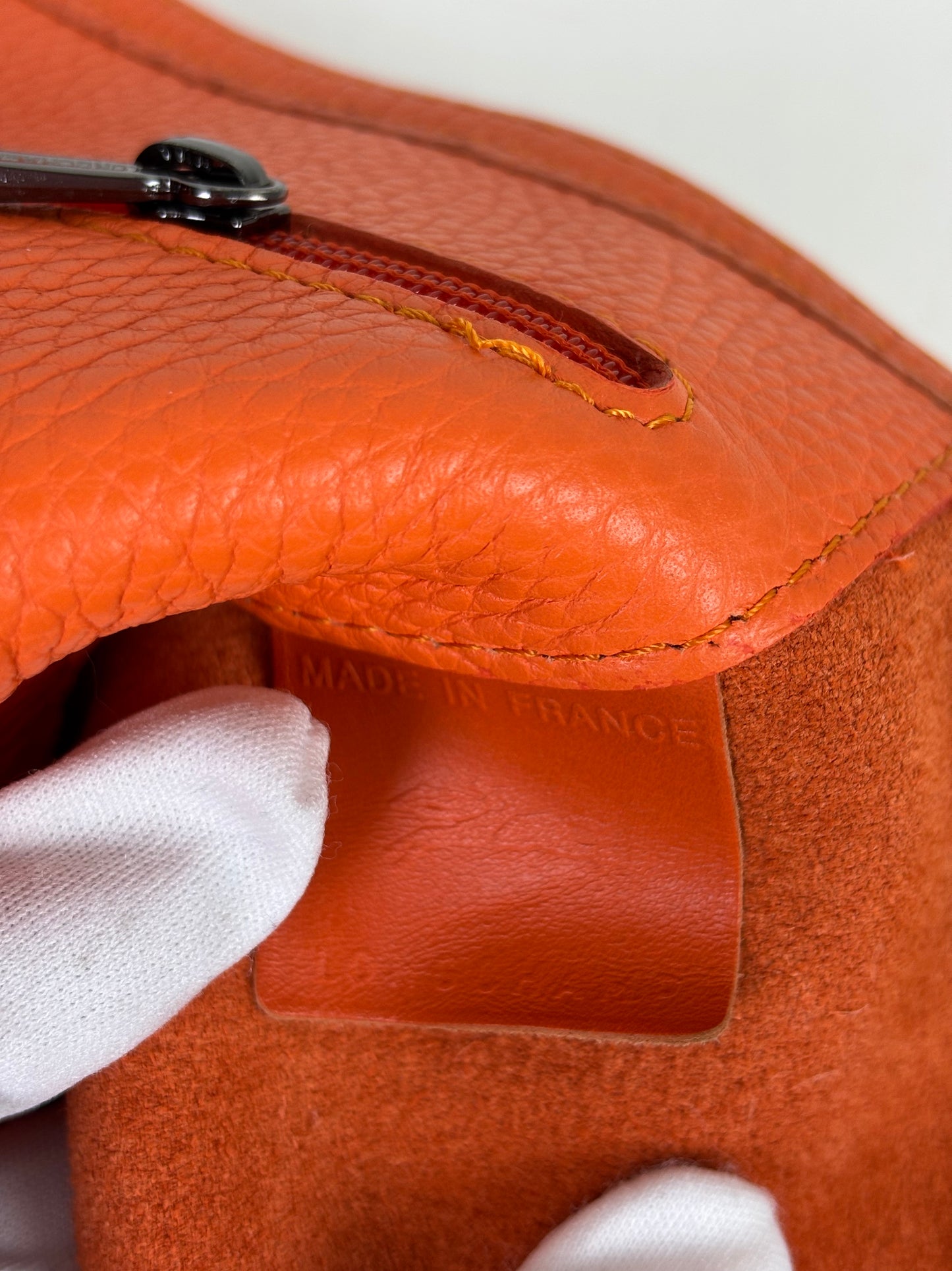 Longchamp Roseau Essential Tote Grained Leather Orange