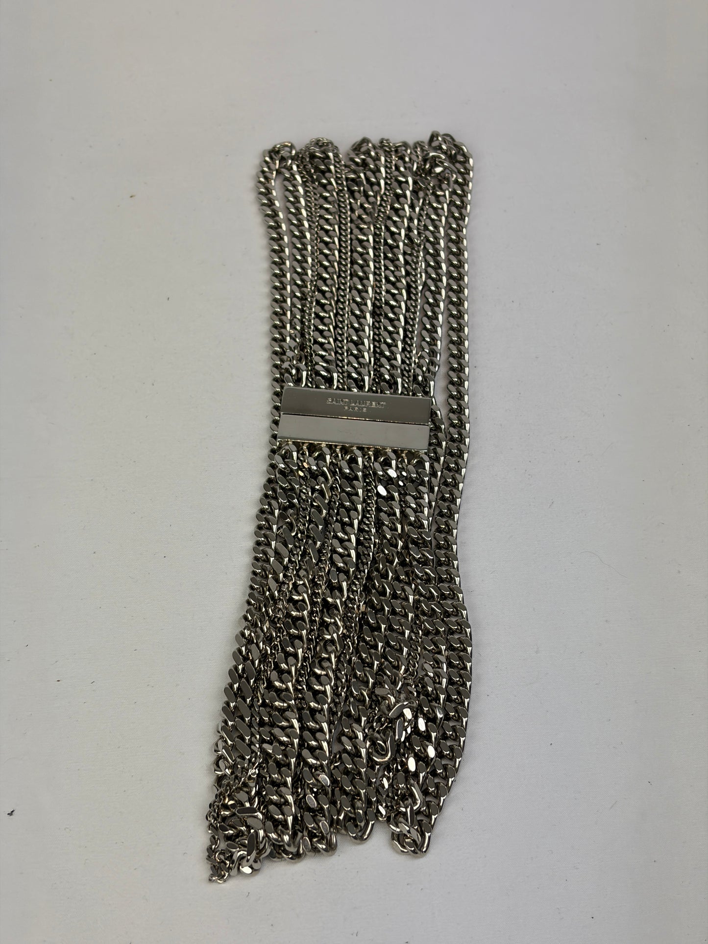Saint Laurent Silver-Tone Multi-Chain Tassel Belt