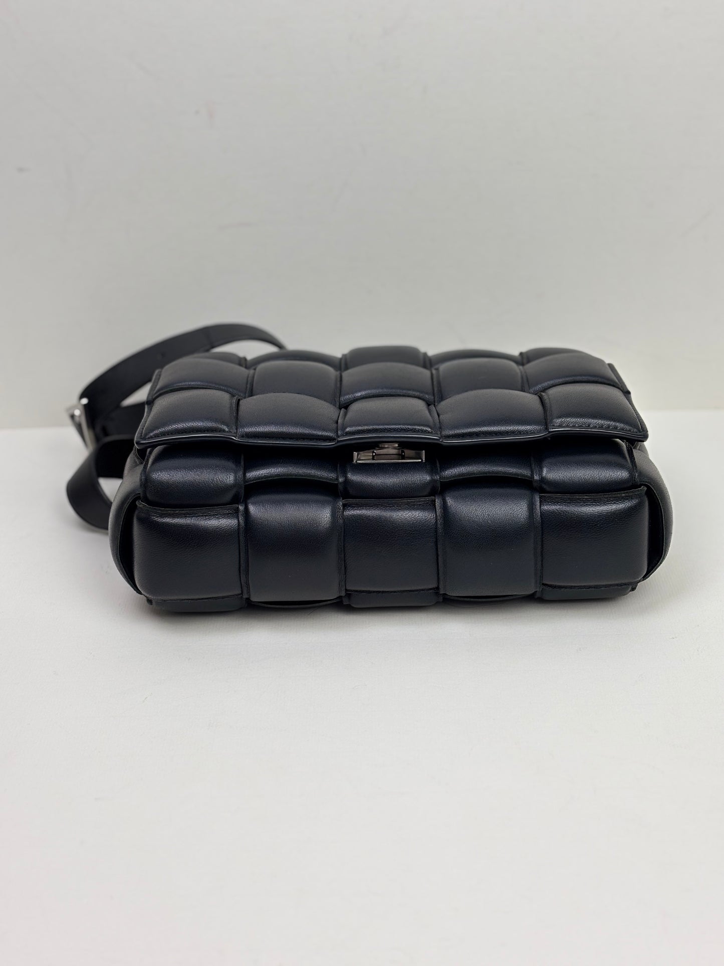 Bottega Veneta Padded Cassette Bag Intrecciato Lambskin Leather Black