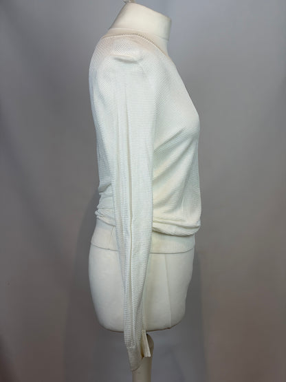 Chanel 19P White Viscose Mesh Sequin CC Jumper - 12 UK