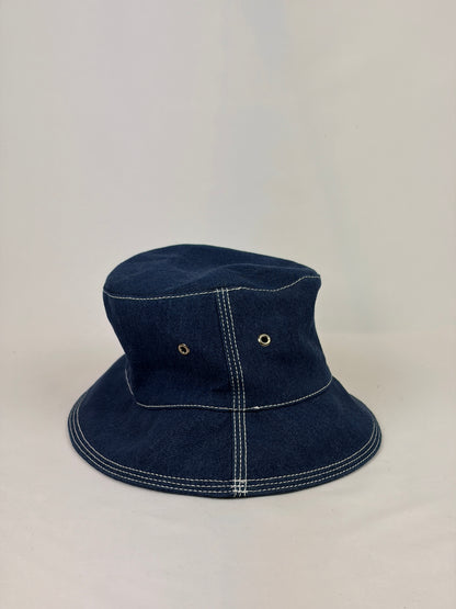 Burberry Indigo Denim Circle Logo Appliqué Bucket Hat - Size S