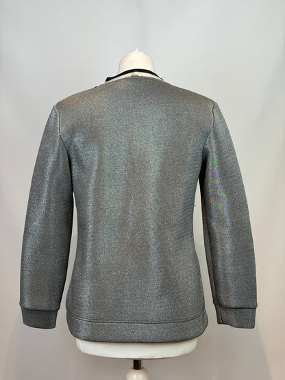 Fendi Karlito Embellished Silver Lurex Jumper - M