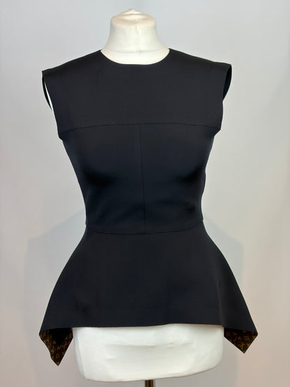 Louis Vuitton Black Polyamide Elastane Peplum Top - 8 UK / S