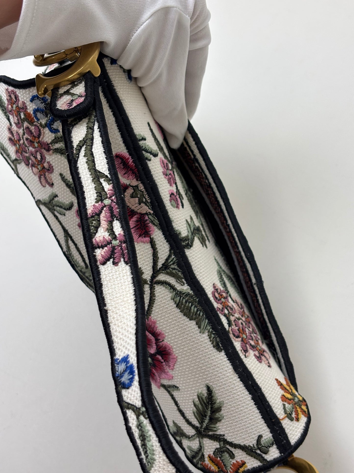 Dior Saddle Bag Multicolor Millefiori Embroidery Canvas Antique Gold Hardware