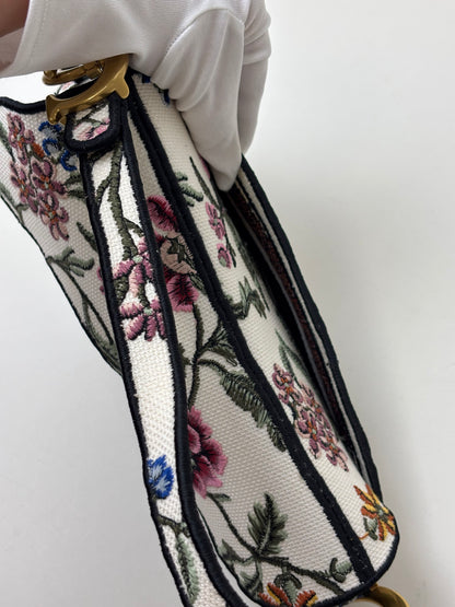 Dior Saddle Bag Multicolor Millefiori Embroidery Canvas Antique Gold Hardware