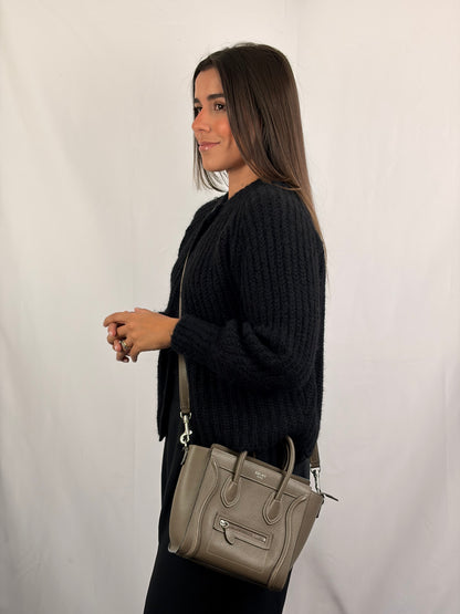 Celine Nano Luggage Tote Taupe Grained Calfskin with Strap