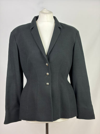 Mugler Black Structured Tailored Jacket - FR 42