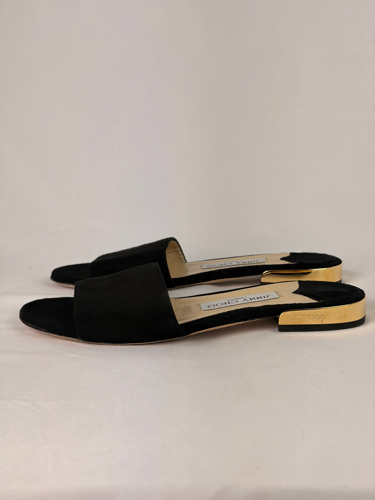 Jimmy Choo Joni Flat Slides Black Suede - 4.5 UK