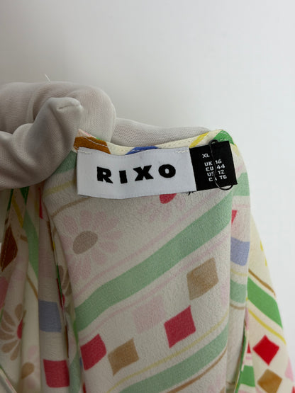 RIXO Multicolour Floral and Geometric Print Maxi Dress - UK 16
