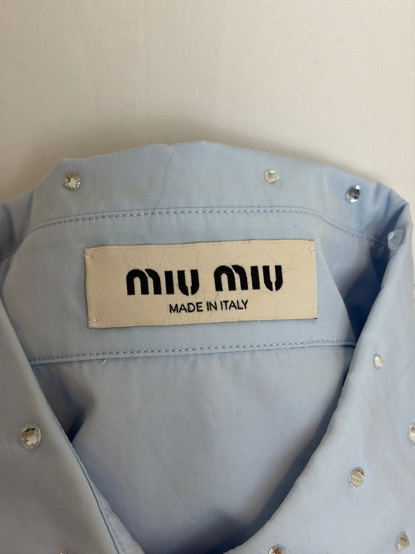 Miu Miu Light Blue Crystal Embellished Shirt - M