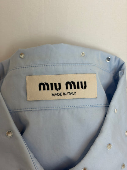 Miu Miu Light Blue Crystal Embellished Shirt - M