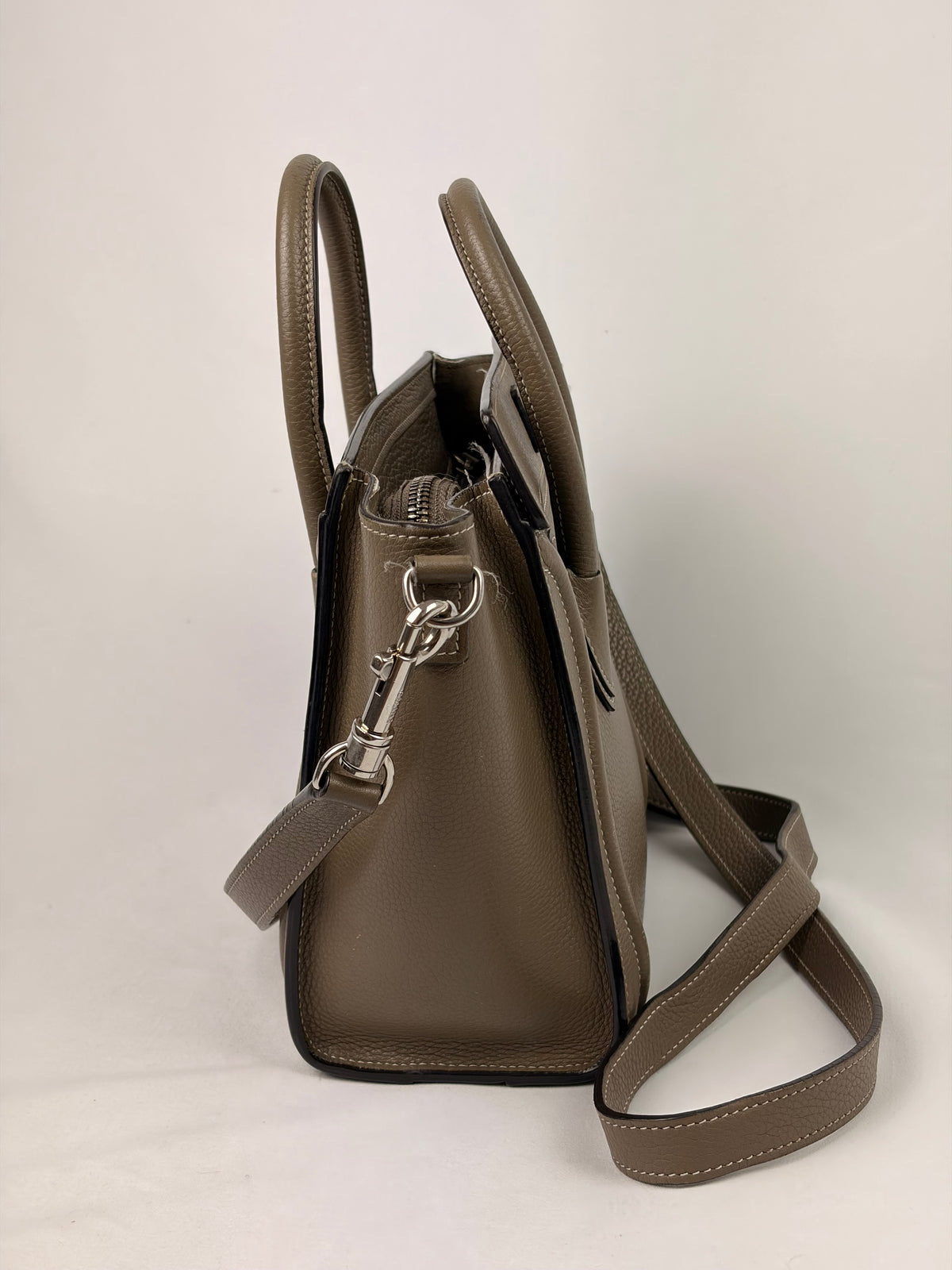 Celine Nano Luggage Tote Taupe Grained Calfskin with Strap
