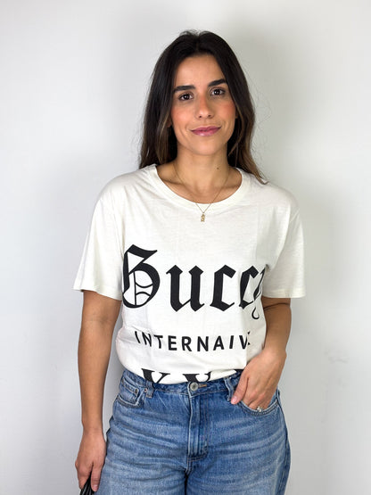 Gucci Internaive XXV Gothic Logo Cotton Jersey T-Shirt Off-White - S