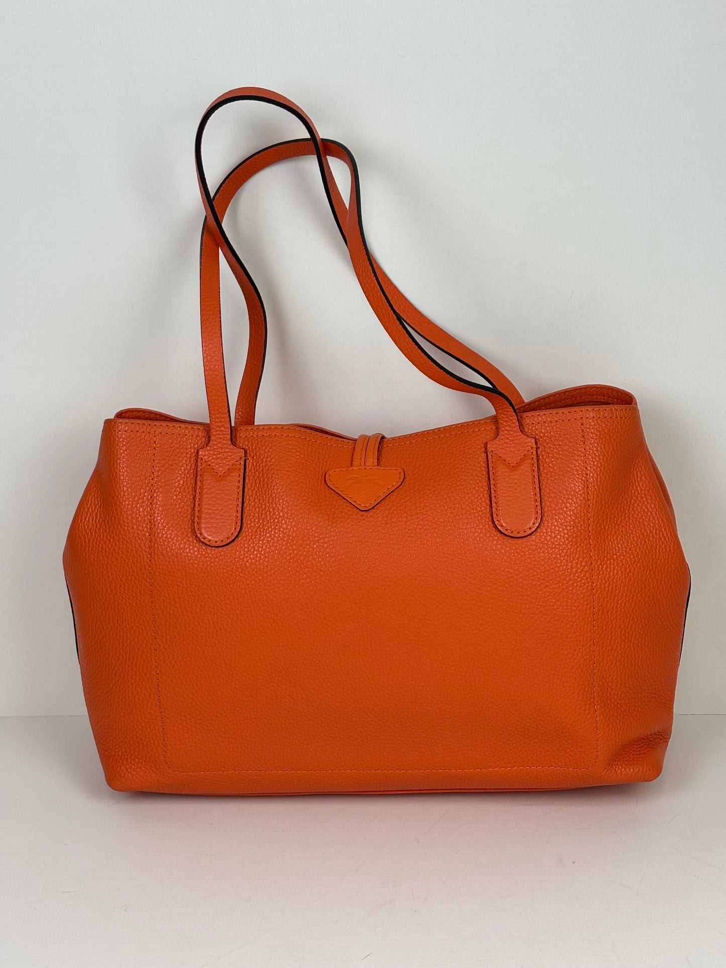 Longchamp Roseau Essential Tote Grained Leather Orange