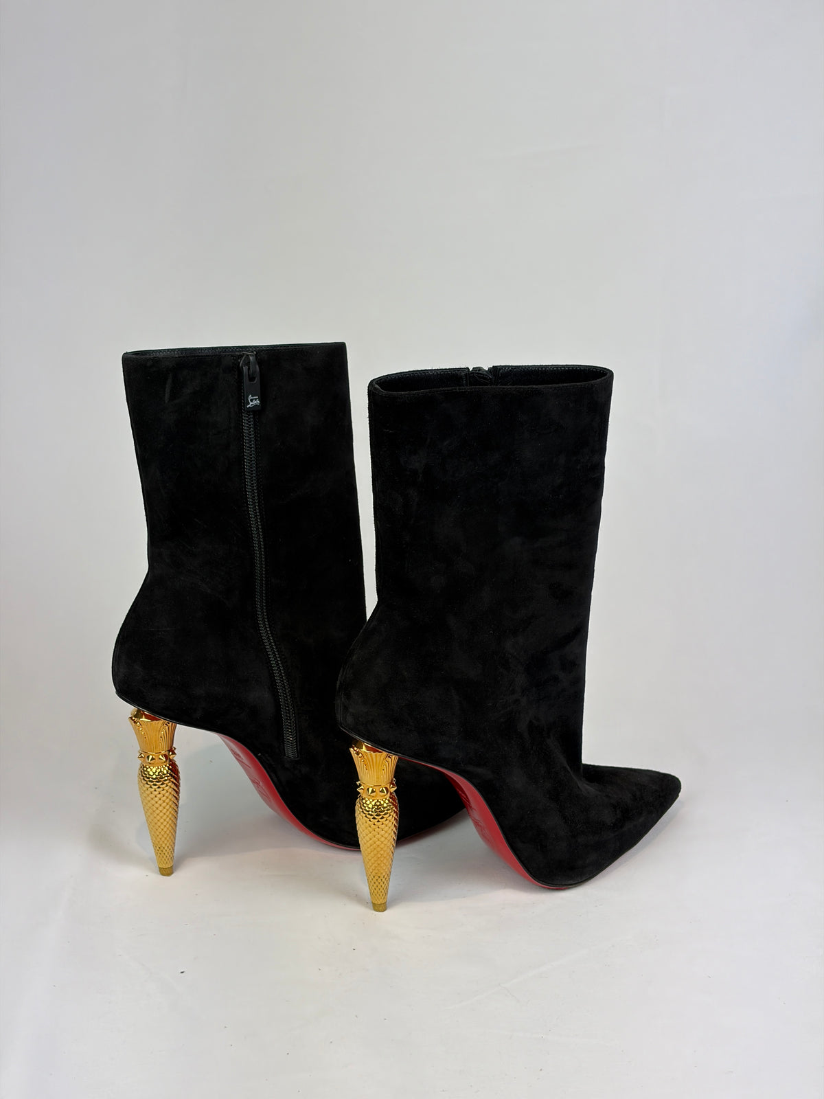 Christian Louboutin Black Suede Pointed-Toe Ankle Boots - 5.5 UK