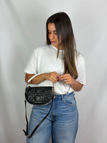 Dior Black Cannage Lambskin Small Dior Vibe Hobo Bag