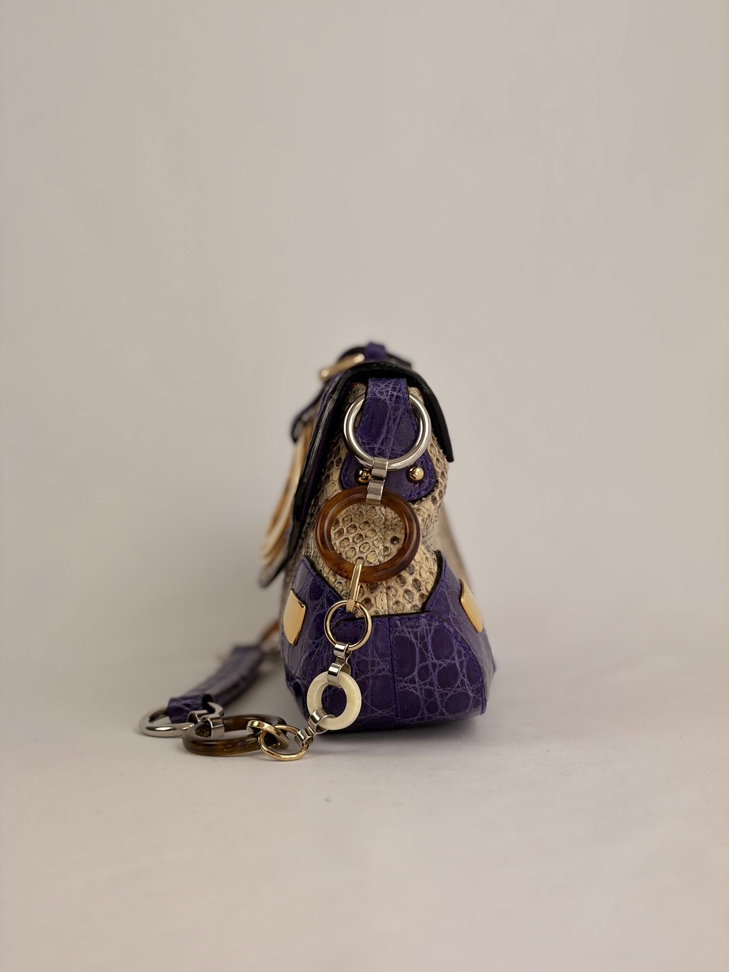 Dolce & Gabbana snakeskin shoulder bag in purple and beige