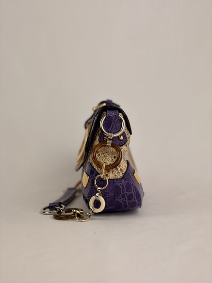 Dolce & Gabbana snakeskin shoulder bag in purple and beige