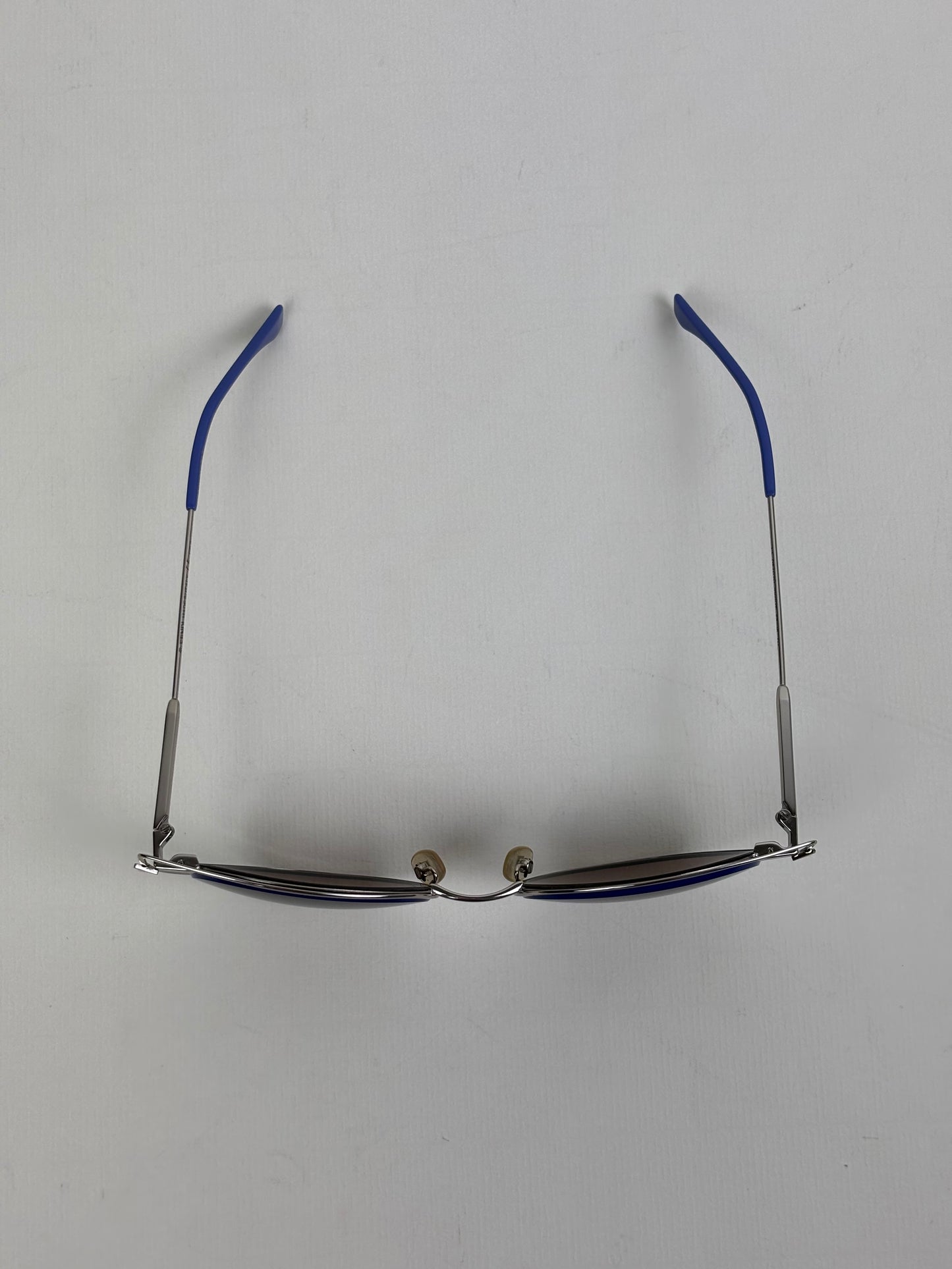 Fendi Eyeshine Round Metal Sunglasses with Blue Cat-Eye Frame Detail