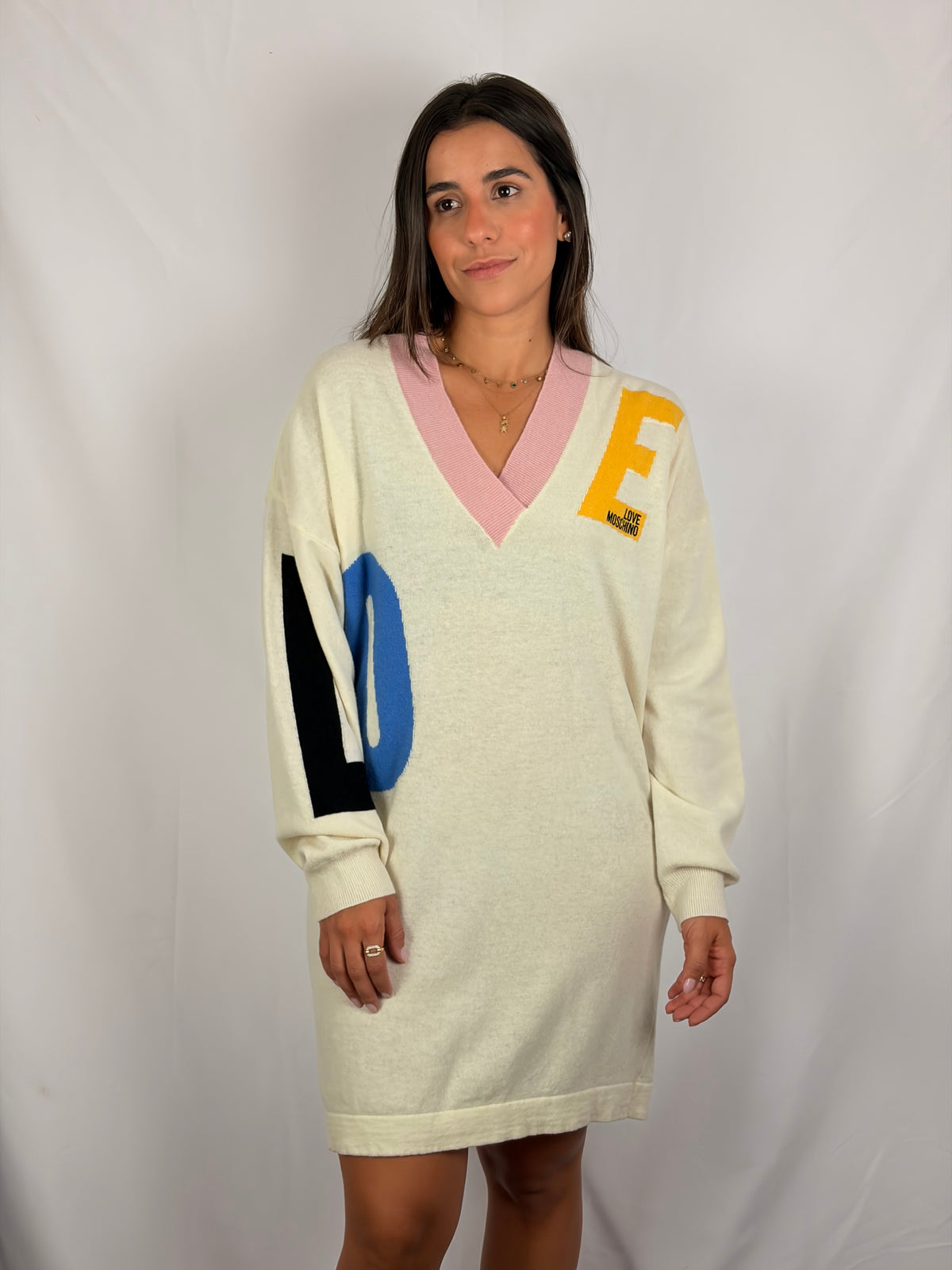 Love Moschino Cream Wool Jumper Dress - 14 UK