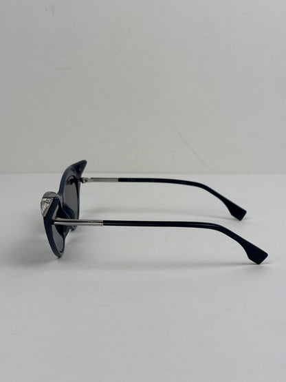 Fendi Iridia Crystal-Embellished Cat-Eye Acetate Sunglasses in Navy Blue