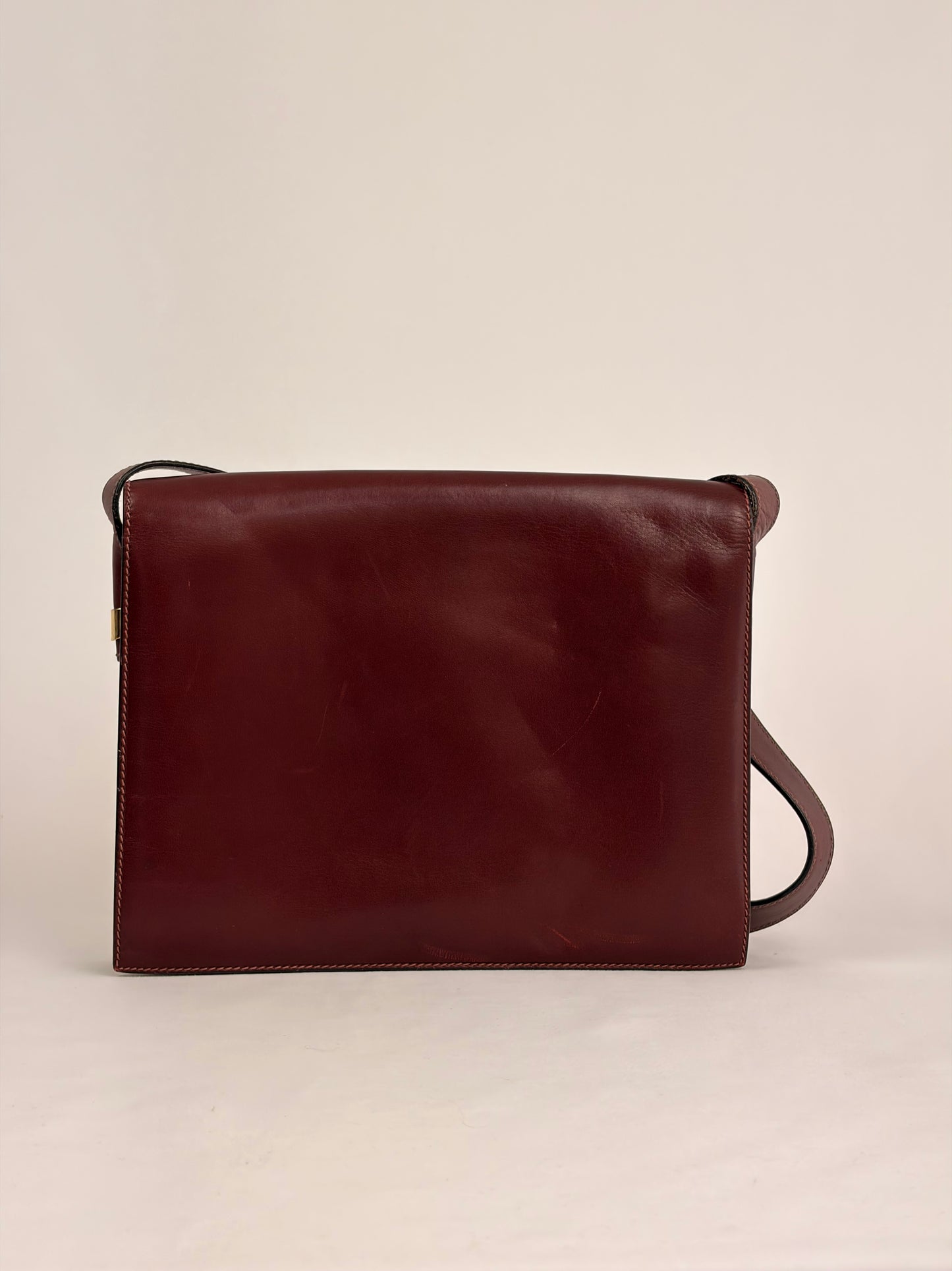 Celine Vintage Burgundy Leather Envelope Shoulder Bag
