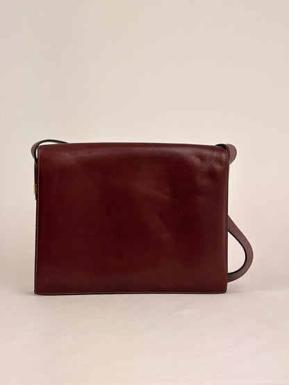 Celine Vintage Burgundy Leather Envelope Shoulder Bag